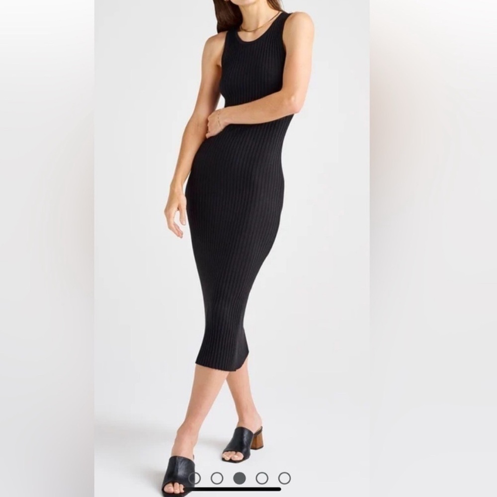 NWT Splendid McCall Black Ribbed Sleeveless Dress Size Small cotton silk blend